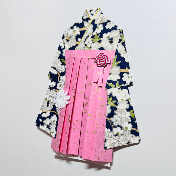 着物のお祝い袋566 ご祝儀袋　紺色　桜 3枚目の画像