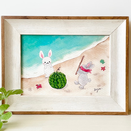 うさぎと子供の水彩画 赤ちゃんウサギと数字の水彩イラスト セット | Premiumベクトル素材