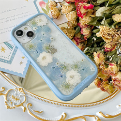 紫陽花iFace風押し花スマホケース*全機種対応*手帳型*iPhone15*iPhone15Pro* iPhone14 1枚目の画像