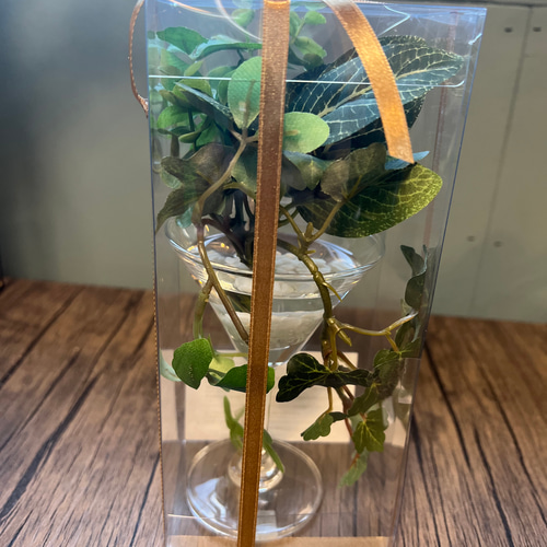 フェイクグリーン ワイングラス マジカルウォーター 造花 アート