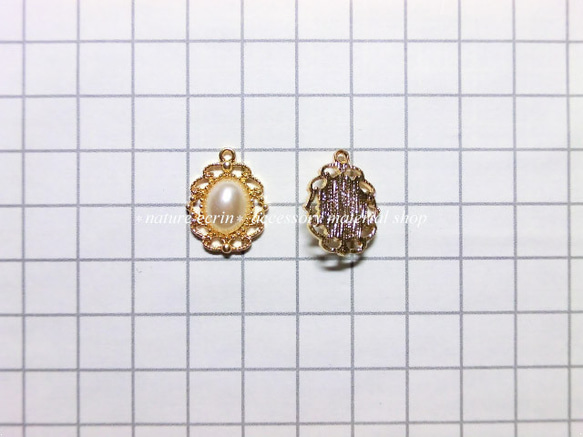 oval pearl charm(5個入)【8880】 3枚目の画像