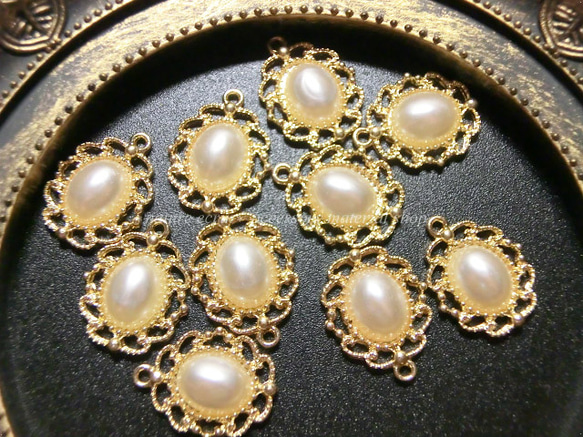 oval pearl charm(5個入)【8880】 2枚目の画像