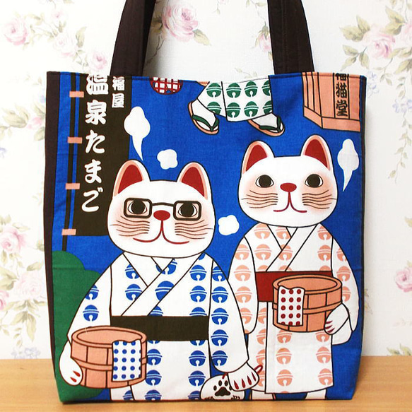 ハンドメイド トートバッグ 巾着バッグ おとぎの国の猫と仲間