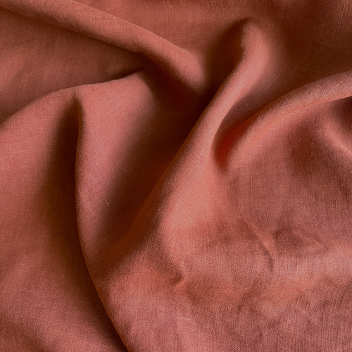 リネン生地 洗いざらしリネン 中薄 上質 レンガ色50cm〜 生地 Yiori