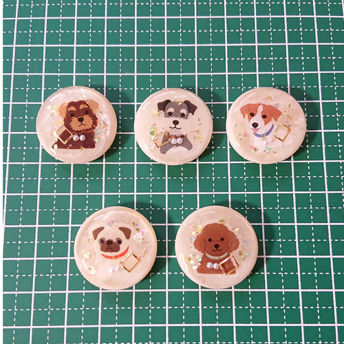 犬のボタン☆5個 L37 ヨークシャーテリア/シュナウザー/トイプードル 