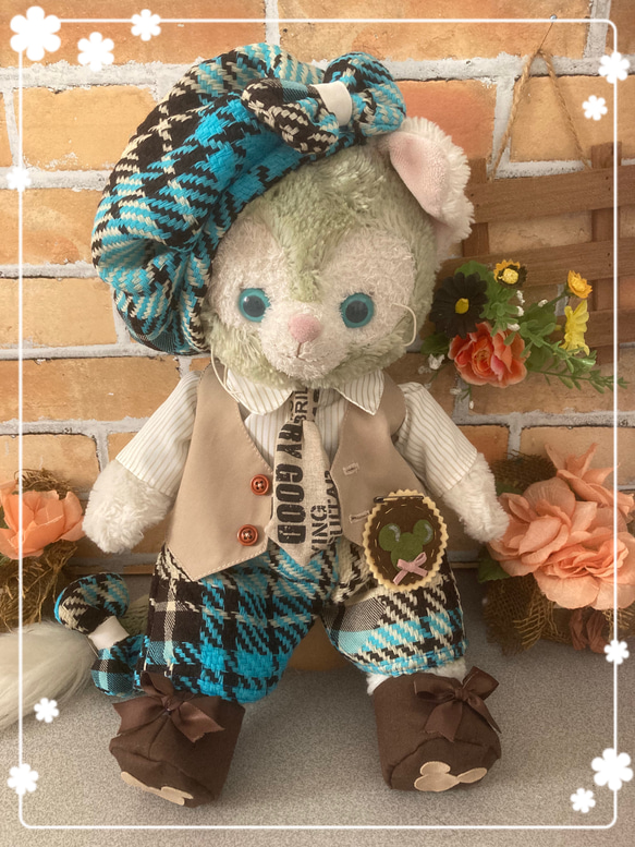 ☆ジェラトーニSサイズ☆大柄水色チェックコスチューム