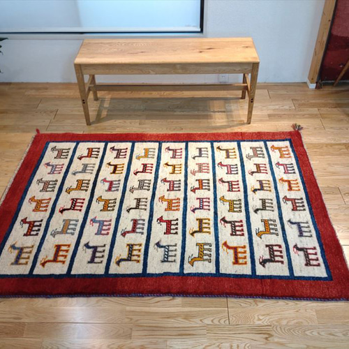 大特価37％OFF】ペルシャ ギャッベ トライバルラグ 170x118㎝ シカ 