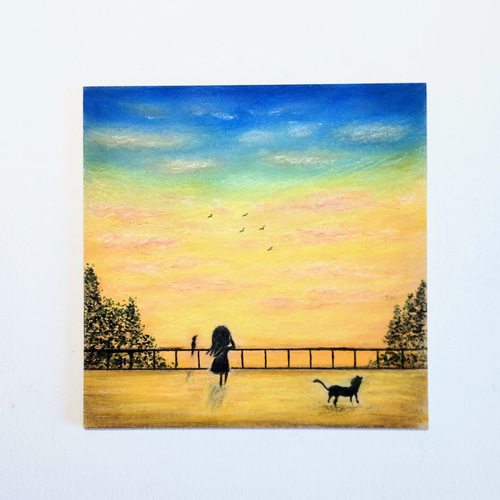 夏! キラキラ輝く 海 太陽 空 【原画】オイルパステルアート 夏! キラキラ輝く 海 太陽 空 【原画】オイルパステルアート