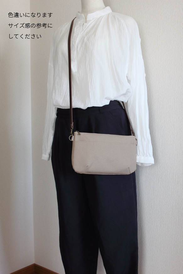 帆布 お散歩ショルダーバッグ♪キャメル　サコッシュ 7枚目の画像