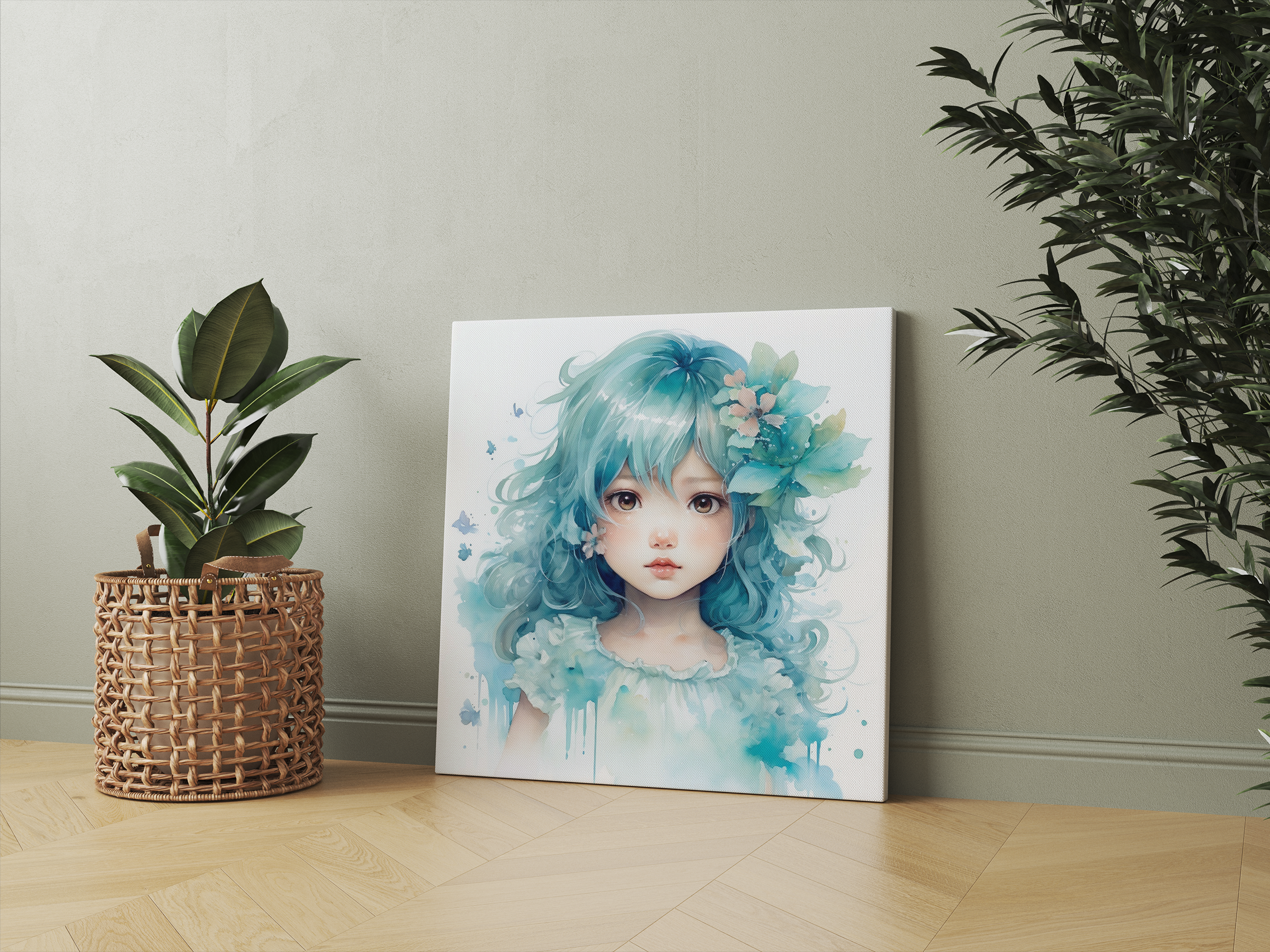 絵画　少女　水彩画 水彩画・原画「眠る少女」 | iichi 日々の暮らしを心地よくする