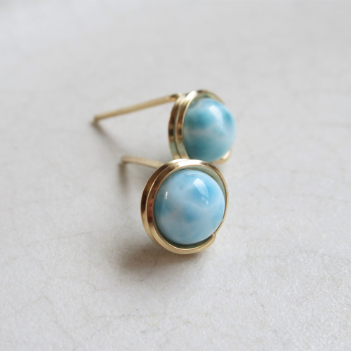 ラリマール オーバルシェイプ シンプルピアス ラリマー ピアス」の人気