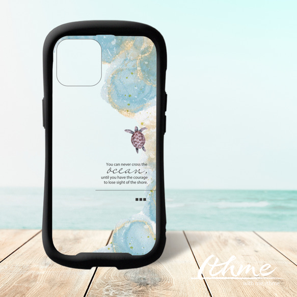 グリップ / OCEAN ★ 名入れ可【スマホケース・耐衝撃グリップ iphone カバー・海 ウミガメ】 2枚目の画像
