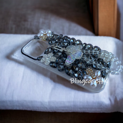 送料無料 ブリング ジュエリー ラインストーン iPhone 全機種対応 Samsung ケース クリア スマホケース 8枚目の画像