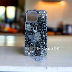 送料無料 ブリング ジュエリー ラインストーン iPhone 全機種対応 Samsung ケース クリア スマホケース 1枚目の画像