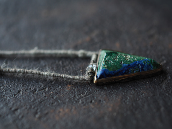 azurmalachite brass hemp necklace (tokoshie) 11枚目の画像
