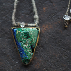 azurmalachite brass hemp necklace (tokoshie) 2枚目の画像