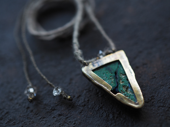 azurmalachite brass hemp necklace (tokoshie) 12枚目の画像