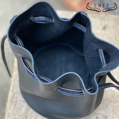 レザー巾着バッグ・ブラック 巾着バッグ Chet-Leather 通販 レザー巾着バッグ・ブラック 巾着バッグ Chet-Leather 通販