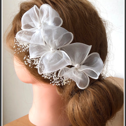 ウエディング　ブライダル　結婚式　ヘッドドレス　ヘアアクセサリー　髪飾り　花　ブライダルアクセサリー 2枚目の画像