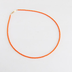 ビビッド オレンジワンカラー シンプル ガラス ビーズ ネックレス KCG 4枚目の画像
