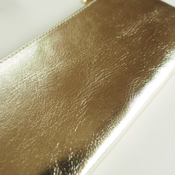 スリムで軽く大容量な長財布（シャンパンゴールド）14枚カードポケット◇牛革 自然なシュリンク◇レザー レディース 皮 6枚目の画像