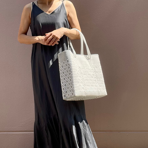 メルカドバッグ　white/black L MERCADO BAG - ZIGZAG - White (BOAT STYLE) | Letra｜レトラ