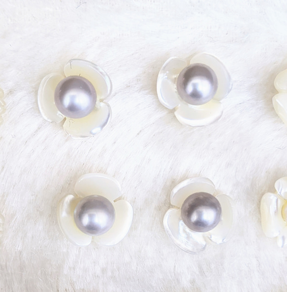 白蝶貝シェル 淡水真珠grayピアス✧イヤリング 1枚目の画像