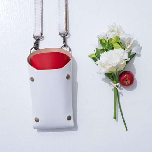 フローリストケース ホワイト・レッド 剪定ハサミ入れ 道具入れ その他