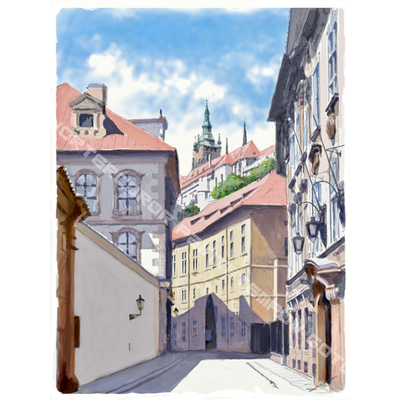 ポストカード ヨーロッパ風景画（組み合わせ自由4枚セット1.000円）No.241   プラハ 1枚目の画像