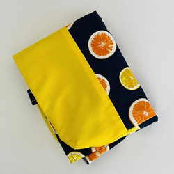フレッシュ オレンジ レモン おしゃれ レッスンバッグ  内ポケット　黄色切替　30×40 10枚目の画像
