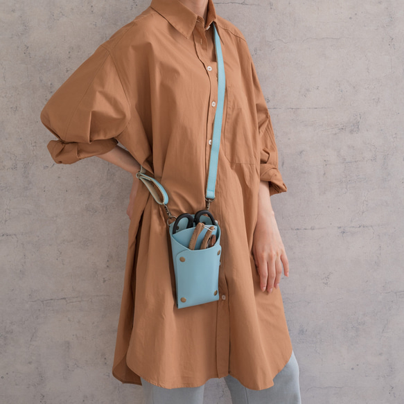 フローリストケース　青緑・オレンジ　剪定ハサミ入れ　道具入れ バッグ・カバン その他バッグ 皮、革、レザー HO1224453274(9295円)