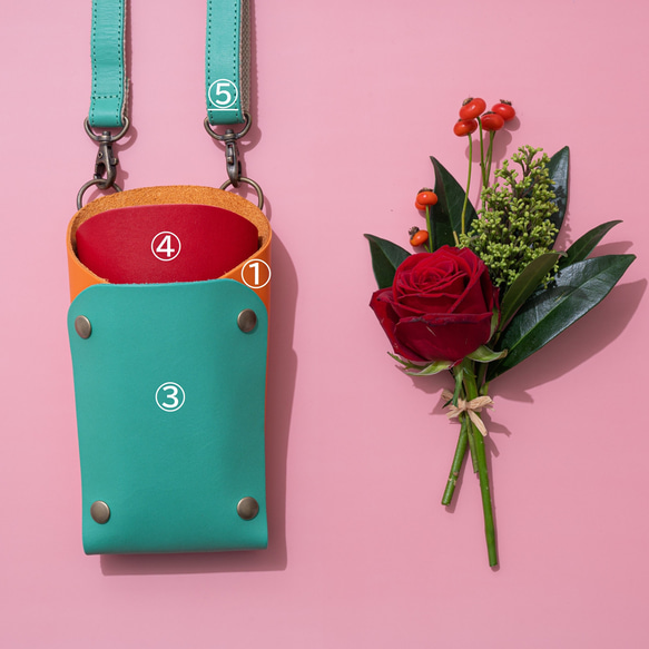 フローリストケース　青緑・オレンジ　剪定ハサミ入れ　道具入れ バッグ・カバン その他バッグ 皮、革、レザー HO1224453274(9295円)