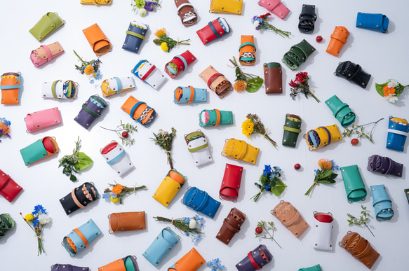 フローリストケース　青緑・オレンジ　剪定ハサミ入れ　道具入れ バッグ・カバン その他バッグ 皮、革、レザー HO1224453274(9295円)