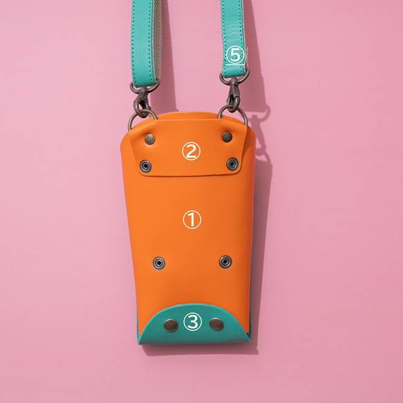 フローリストケース　青緑・オレンジ　剪定ハサミ入れ　道具入れ バッグ・カバン その他バッグ 皮、革、レザー HO1224453274(9295円)