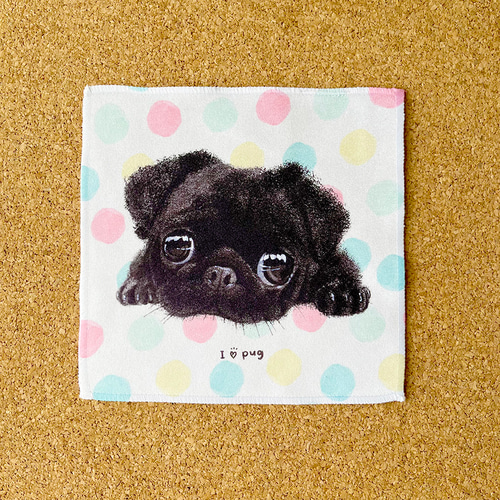 パグちゃん柄　ハンカチ　ハンドメイド　お好みお選び下さい。 パグちゃん柄 ハンカチ ハンドメイド お好みお選び下さい。 パグ柄