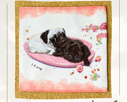 ハンドメイド　ハンカチ　92 パグ ハンドメイド ハンカチ 92 パグ ハンドメイド ハンカチ 92 パグ