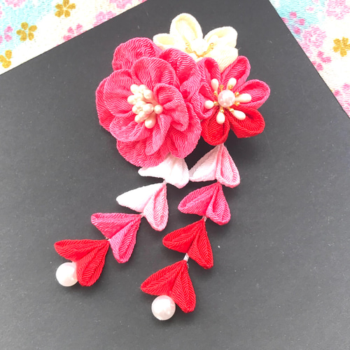 髪飾り 浴衣 子供 つまみ細工 七五三 3歳 ピンク かんざし