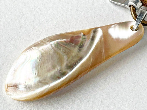 世界で最も美しい真珠層！一点物の高瀬貝のファーストマザーリップで作った、ペンダント【送料無料】紐フリーサイズ 1枚目の画像