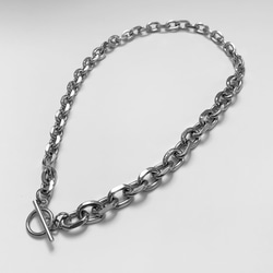 【eve】chain necklace 　切替チェーンマンテルネックレス　チェーンネックレス　角型　シルバー 3枚目の画像