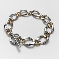 【eve】chain  bracelet 　マンテルブレスレット　コンビチェーン 11mm シルバー×ゴールド 　 1枚目の画像