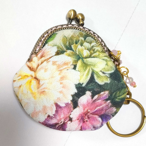 特価♪がま口ポーチ（口金8.5cm）ブルードレスの貴婦人 +お花柄ミニ