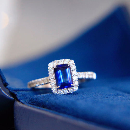 天然ダイヤモンド付きサファイアリングk18 指輪・リング パール大好き  