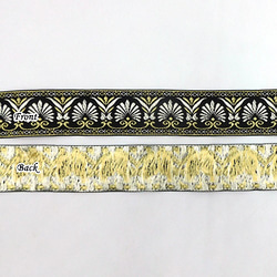 ジャガードリボン【 Flower design / Gold x Black 】35mm×50㎝ 5枚目の画像