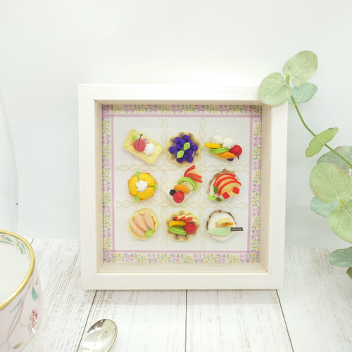 ◇フェルトミニケーキ◇ふるーつ◇額◇フレーム◇ぷりんせすいちご