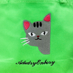 [免運費] 帆布迷你手提包，側邊可見貓咪刺繡 第4張的照片