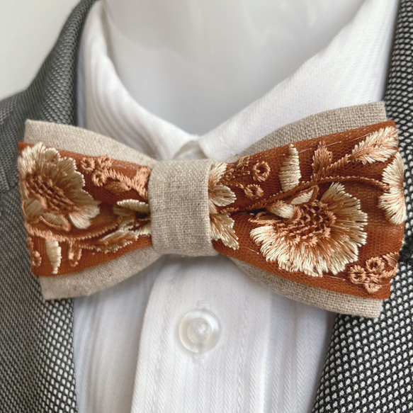 【キッズサイズ】インド刺繍リボンがとても素敵な蝶ネクタイ　Sサイズ 8枚目の画像
