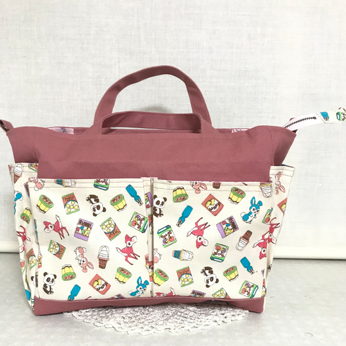 ショルダーにもなるポケットいっぱいファスナー口布付きトートバッグ トートバッグ YOKYONAYU 通販｜Creema(クリーマ) 16281894