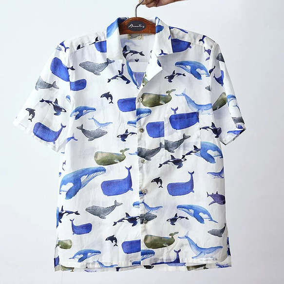 ナショナルフラワーシャツ クジラマルチシリーズ_ホワイト 4枚目の画像