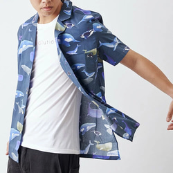 ナショナルフラワーシャツ クジラマルチシリーズ_ダークブルー 1枚目の画像