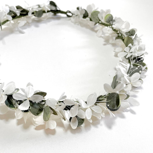 花冠 花かんむり 紫陽花+ユーカリ「シンプルな花かんむり」成人 花冠 花かんむり 紫陽花+ユーカリ「シンプルな花かんむり」成人
